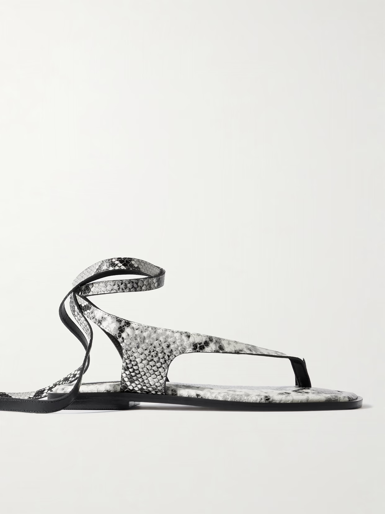 A Emery - Heidi Snake-effect Leather Sandals - Animal print | NET-A-PORTER (US)