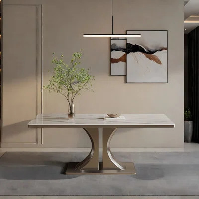 Modern rock plate dining table - fashionable | Wayfair North America