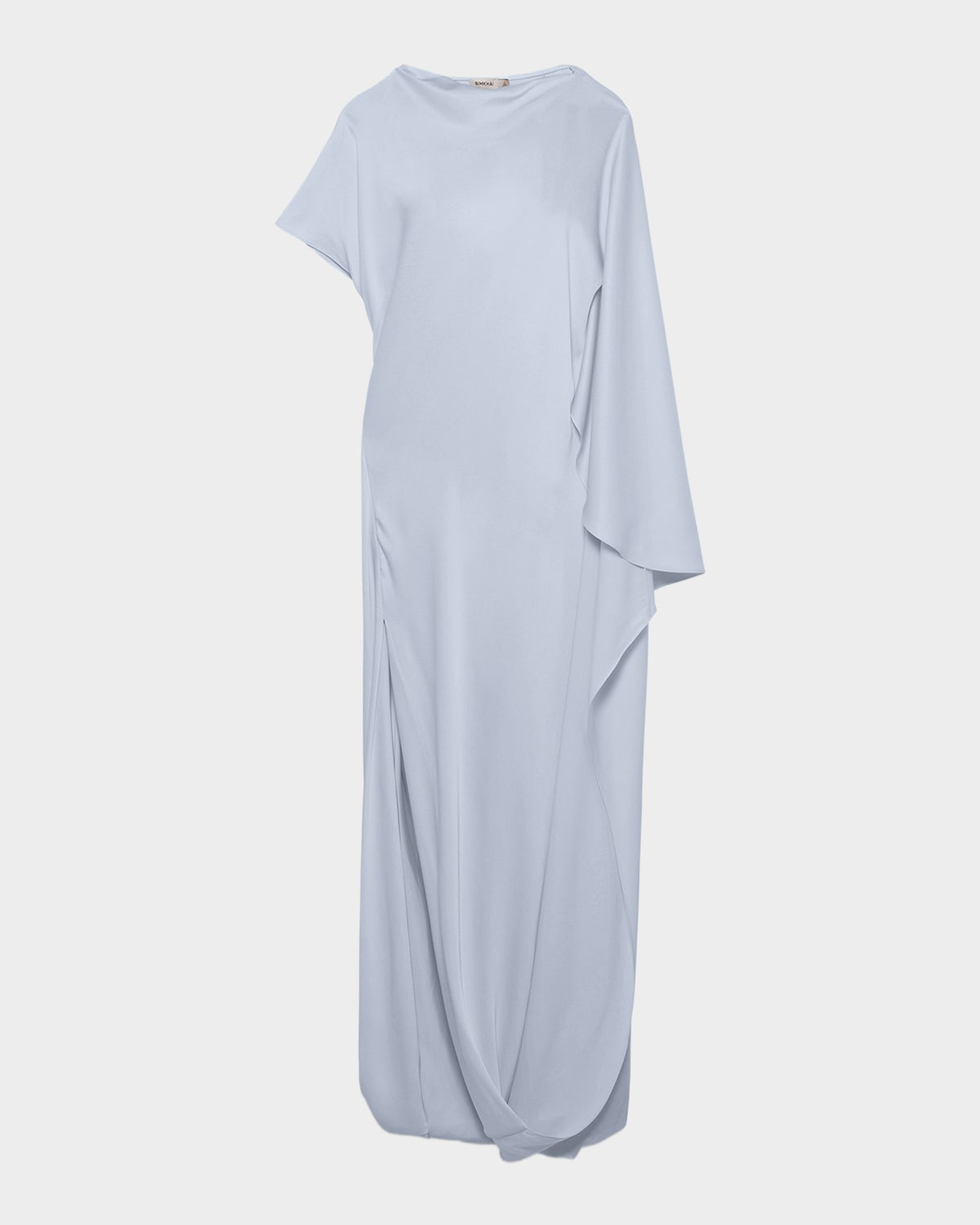 Ora Satin Asymmetric Drape Sleeve Gown | Neiman Marcus