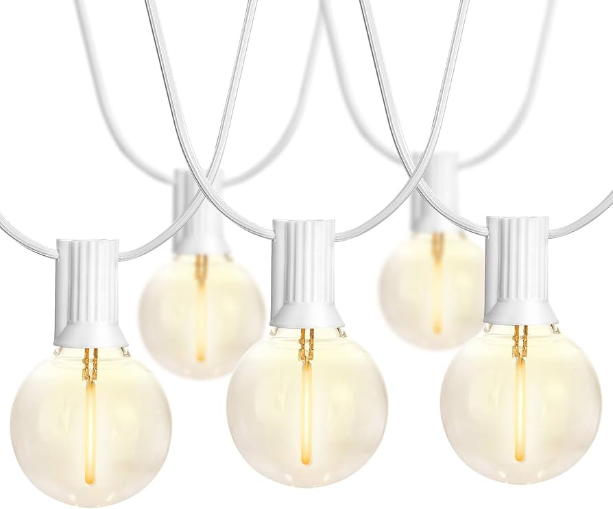 SUNTHIN Outdoor White String Lights, 27FT White Patio Lights with 14 G40 Shatterproof LED Bulbs(1... | Amazon (US)