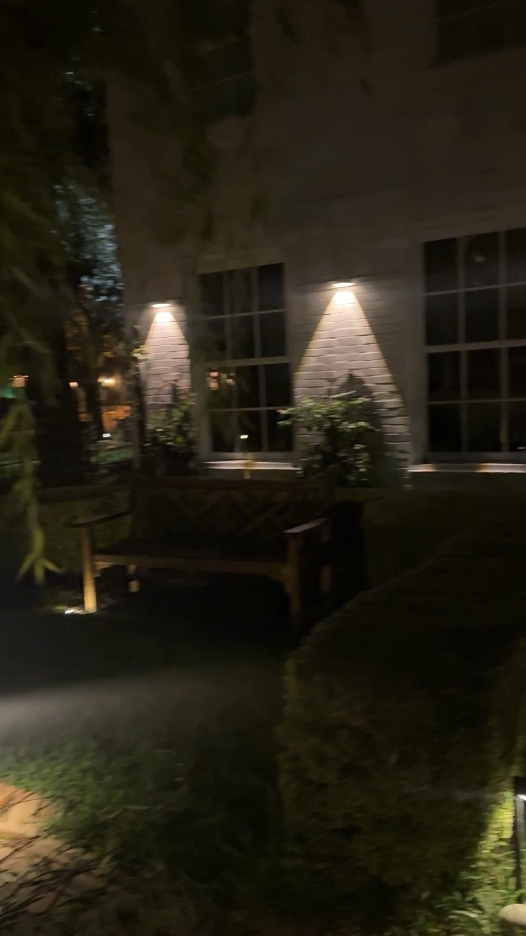 back yard lit my new solar lights!! 

#LTKHome