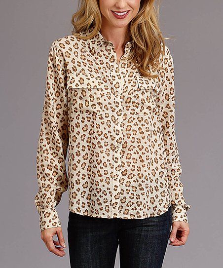 Brown Leopard Button-Up - Women | Zulily
