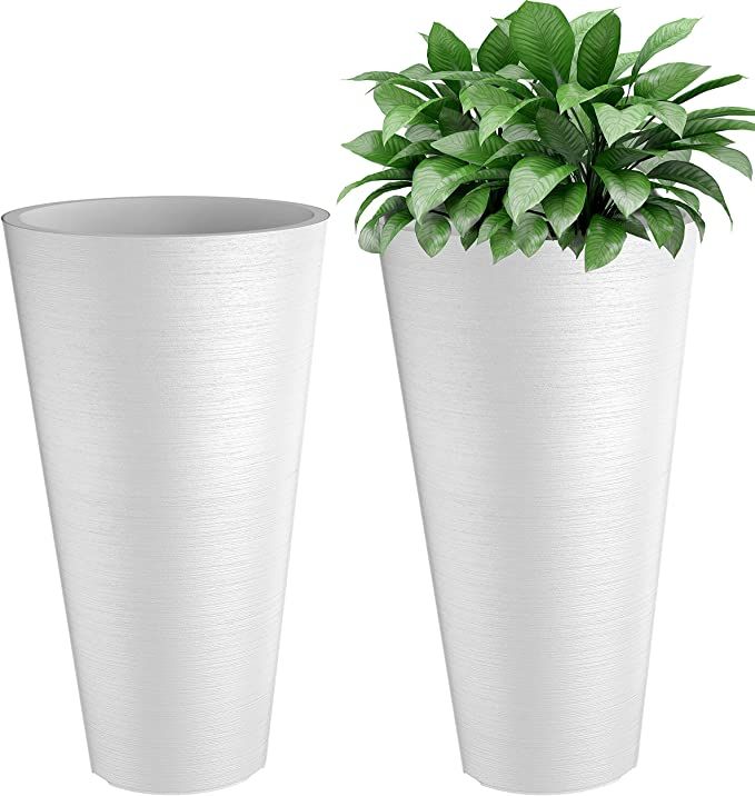 Verel Set of 2 Tall Outdoor Planters - 24 Inch Large Outdoor Planters with Small Planting Pots ... | Amazon (US)