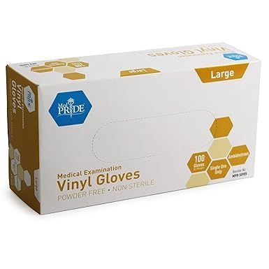 Med PRIDE Medical Vinyl Examination Gloves (Large, 100-Count) Latex Free Rubber | Disposable, Ult... | Amazon (US)