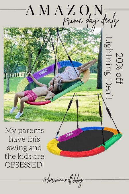 One of my favorite Amazon prime deals for the kids! This saucer swing is a favorite for my children and currently 20% off lightning deal on Amazon outdoor toys kids find summer fun

#LTKsalealert #LTKxPrimeDay #LTKkids