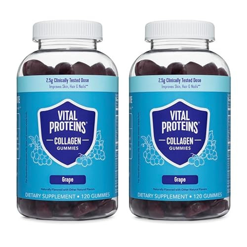 Vital Proteins Collagen Gummies, 2.5g of Clinically-Tested Collagen for Hair, Skin, Nails & Wrinkles, 120 ct Bottle, Pack of 2, Grape Flavor | Amazon (US)