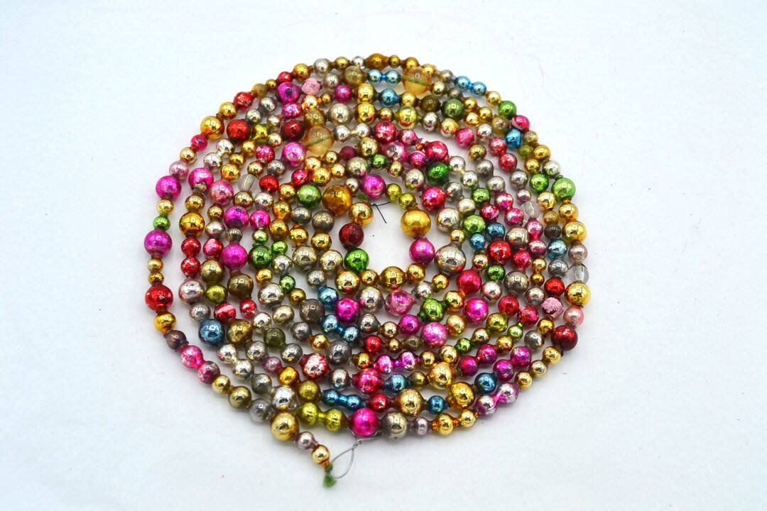 Vintage Mercury Glass Christmas Garland Multicolored Beads - Etsy | Etsy (US)