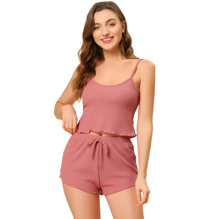 cheibear Women's Pajama Sleeveless Crop Tank Tops and Shorts Strtechy 2pcs Lounge Set | Target