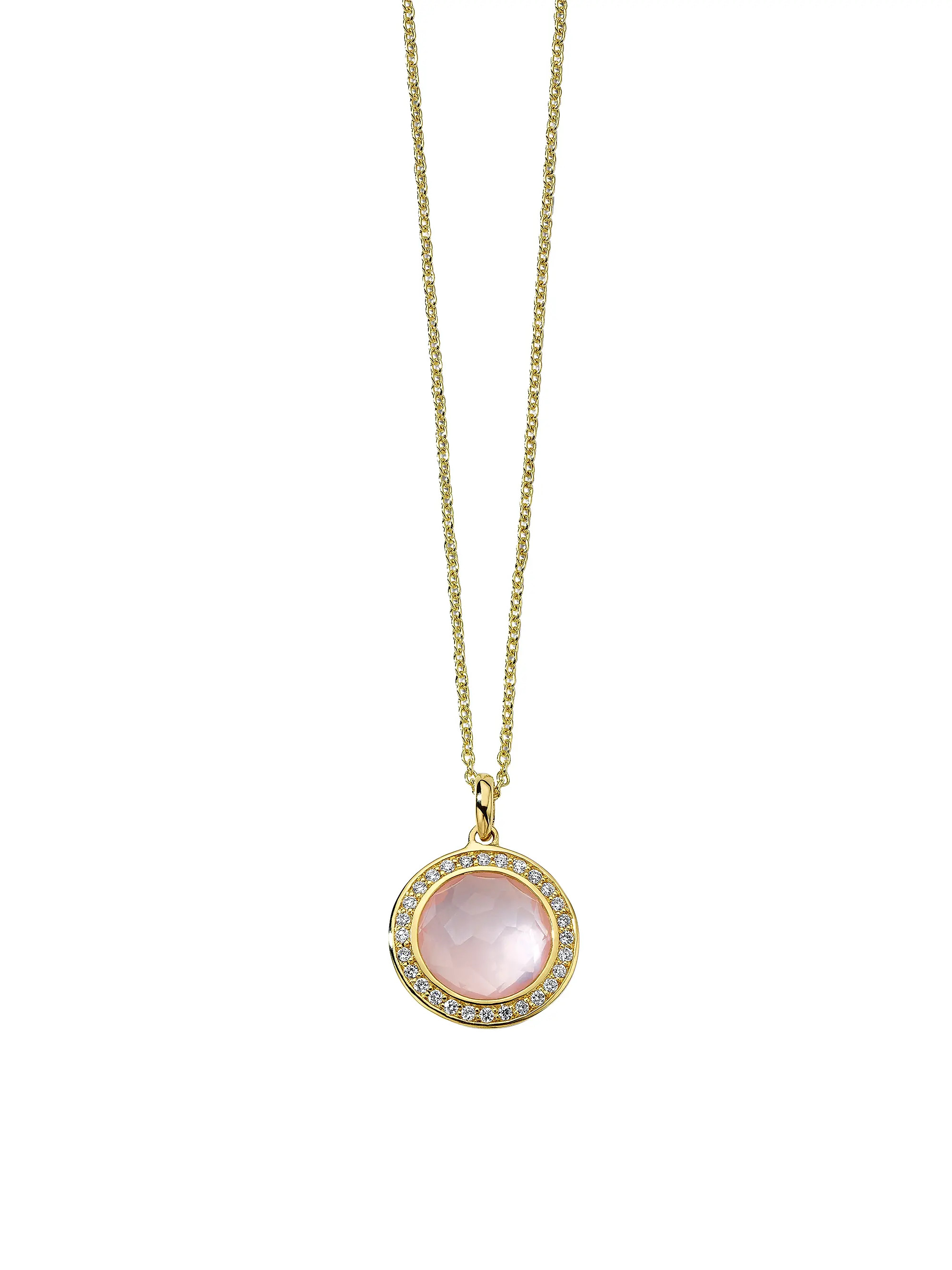 Lollipop 18K Yellow Gold, Rose Quartz & 0.14 TCW Diamond Pendant Necklace | Saks Fifth Avenue