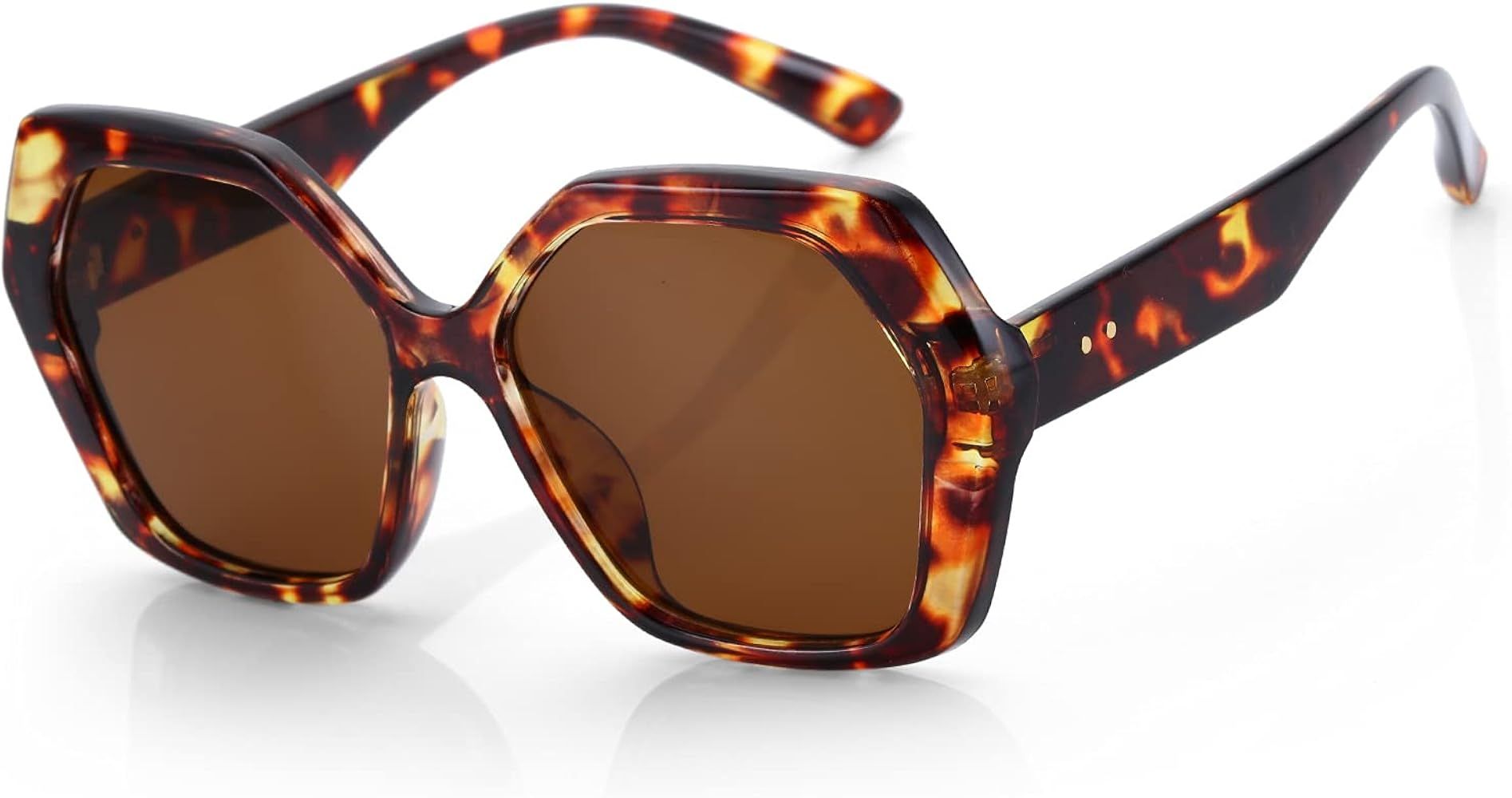 ZENOTTIC Retro Oversized Hexagonal Sunglasses for Women 100% UV400 Protection | Amazon (US)
