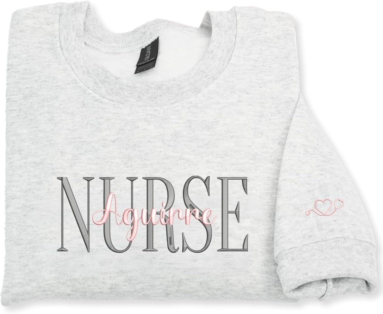 COUPLEHOODIES Custom Nurse Embroidered Sweatshirt With Name - Thoughtful Gift for RN, BSN, Nursin... | Amazon (US)