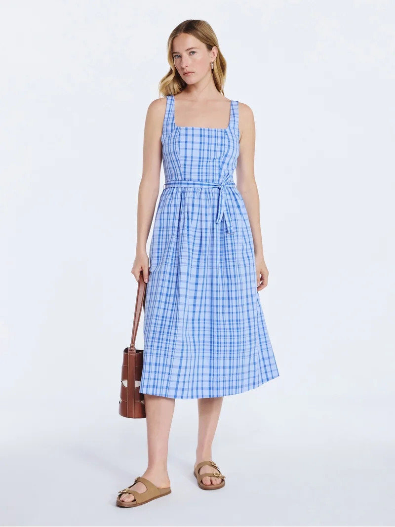 Free Assembly Women’s and Women's Plus Sleeveless Belted Cotton Midi Dress, Sizes XS-4X | Walmart (US)