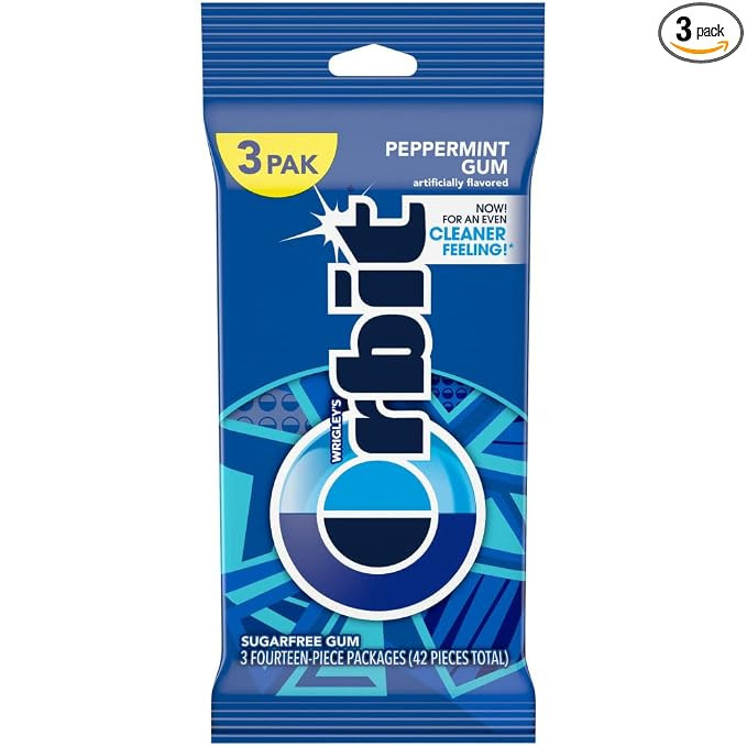 ORBIT Peppermint Sugarfree Chewing Gum, 3 Packs of 14-Pieces (42 Total Pieces) | Amazon (US)