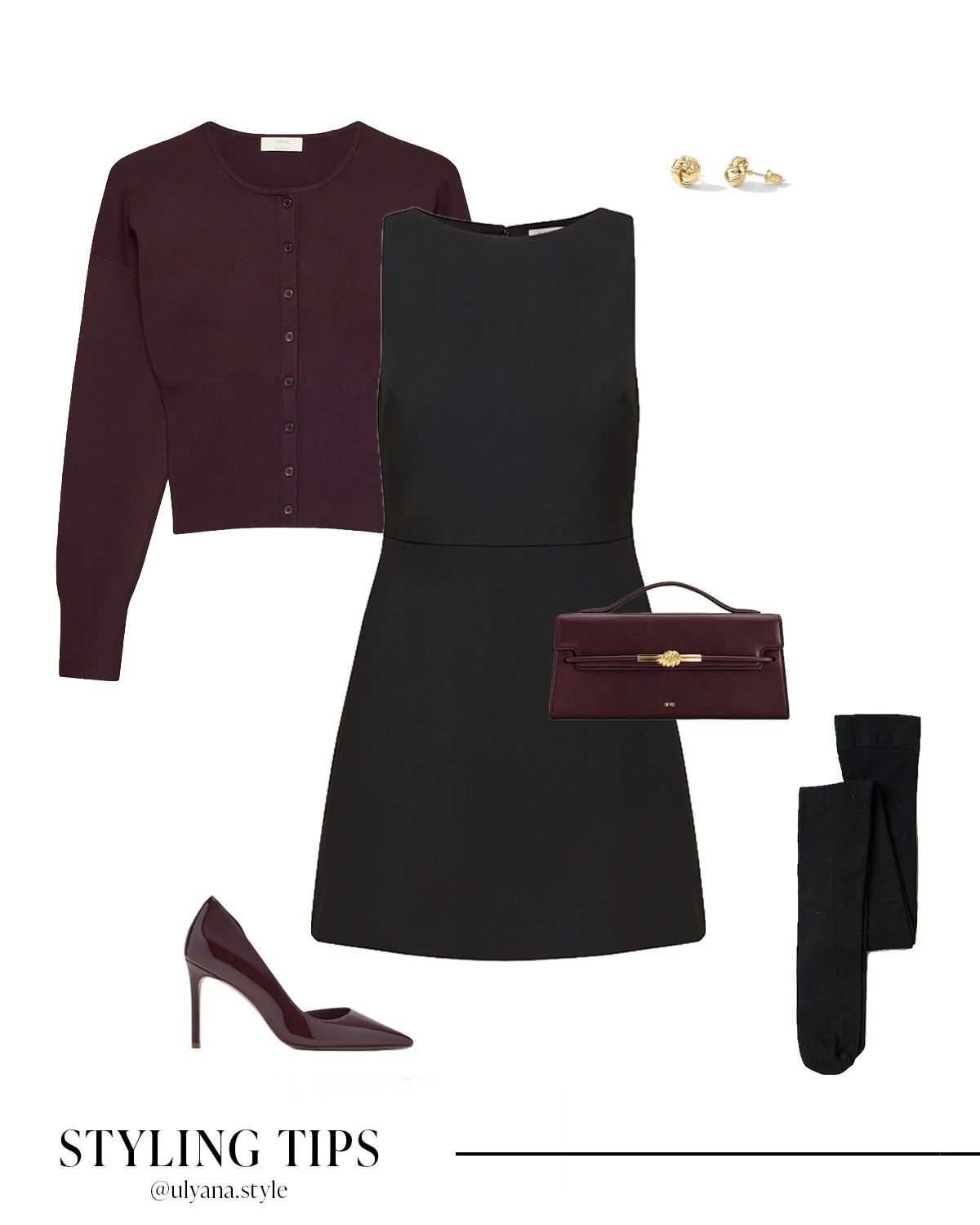 This winter date night outfit is perfect for holiday parties, Christmas dinners, or a chic night out. I styled a burgundy cardigan over a black mini dress with sheer stockings for a polished winter outfit that feels cozy and elevated. Finished with burgundy pump heels, a structured top handle bag, and knit earrings for an effortless holiday outfit you’ll wear all season.
.
.
.
.
.
#LTKGiftGuide #LTKHoliday #LTKgrwm #LTKootd #LTKSeasonal #LTKU #LTKSaleAlert #LTKFindsUnder50 #LTKFindsUnder100 #LTKWorkwear

Winter outfit | winter dress | black dress date night | date night dress | date night outfits | dinner dress | dress elegant | holiday outfits | holiday dress | holiday evening outfits | cardigan outfits | cardigan for dress | cardigan sweaters | classy heels | red heels | evening bag | burgundy bag | classy outfits | winter outfits | outfit inspo | outfit ideas 