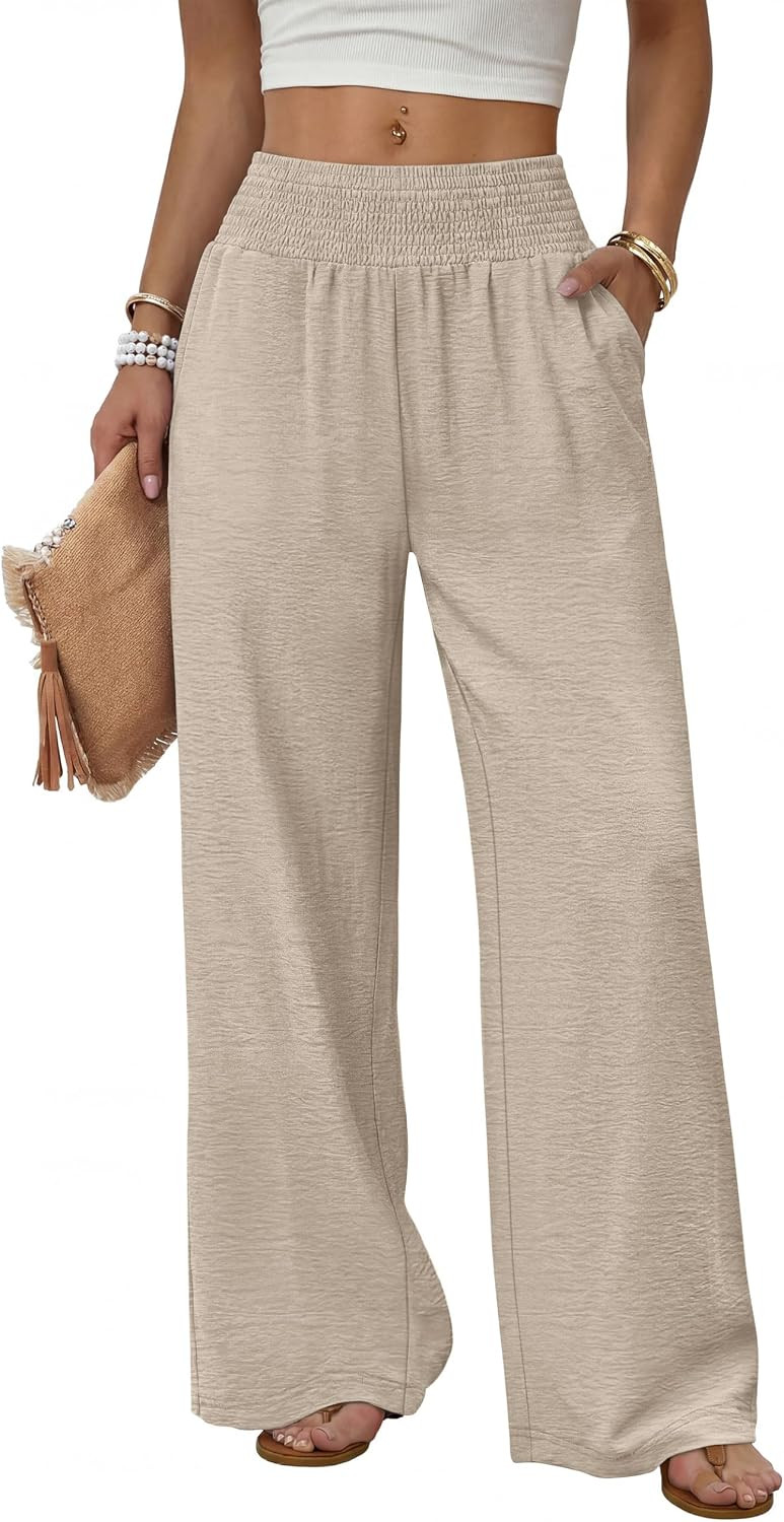 Sampeel Wide Leg Pants Woman High Waist Trousers with Pockets Casual Lounge | Amazon (US)
