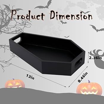 Wooden Serving Tray Coffin Tray Decorative Serving Tray-Black Spooky Gothic Home Decor for Party | Amazon (US)