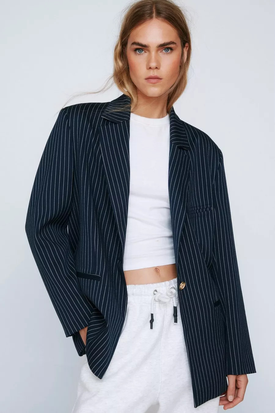 Premium Pinstripe Single Breasted Blazer | Nasty Gal (US)