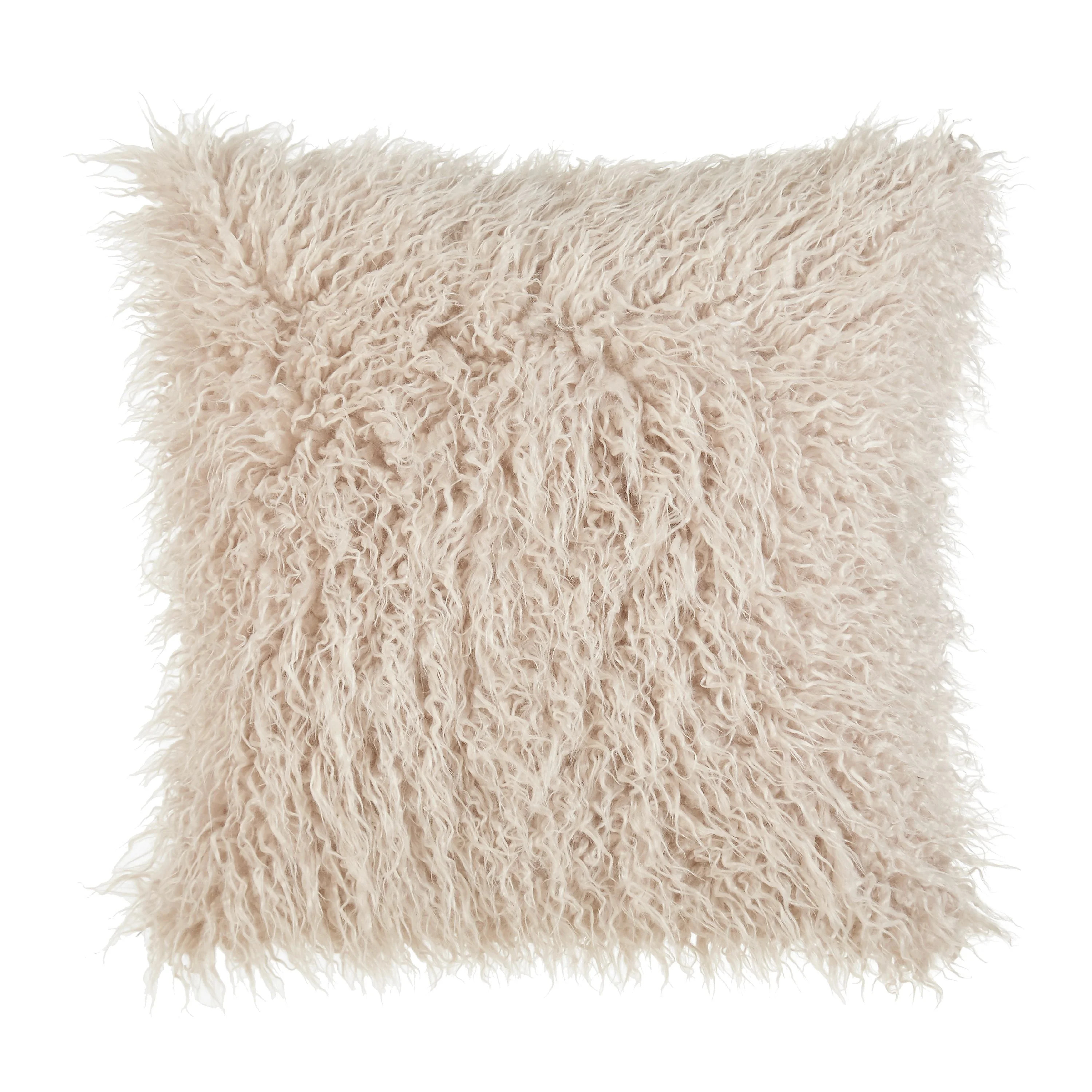 Better Homes & Gardens Mongolian Faux Fur Pillow, 22 x 22, Taupe - Walmart.com | Walmart (US)