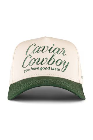 Eleven Eleven Caviar Cowboy Cap in Beige & Forest Green from Revolve.com | Revolve Clothing (Global)