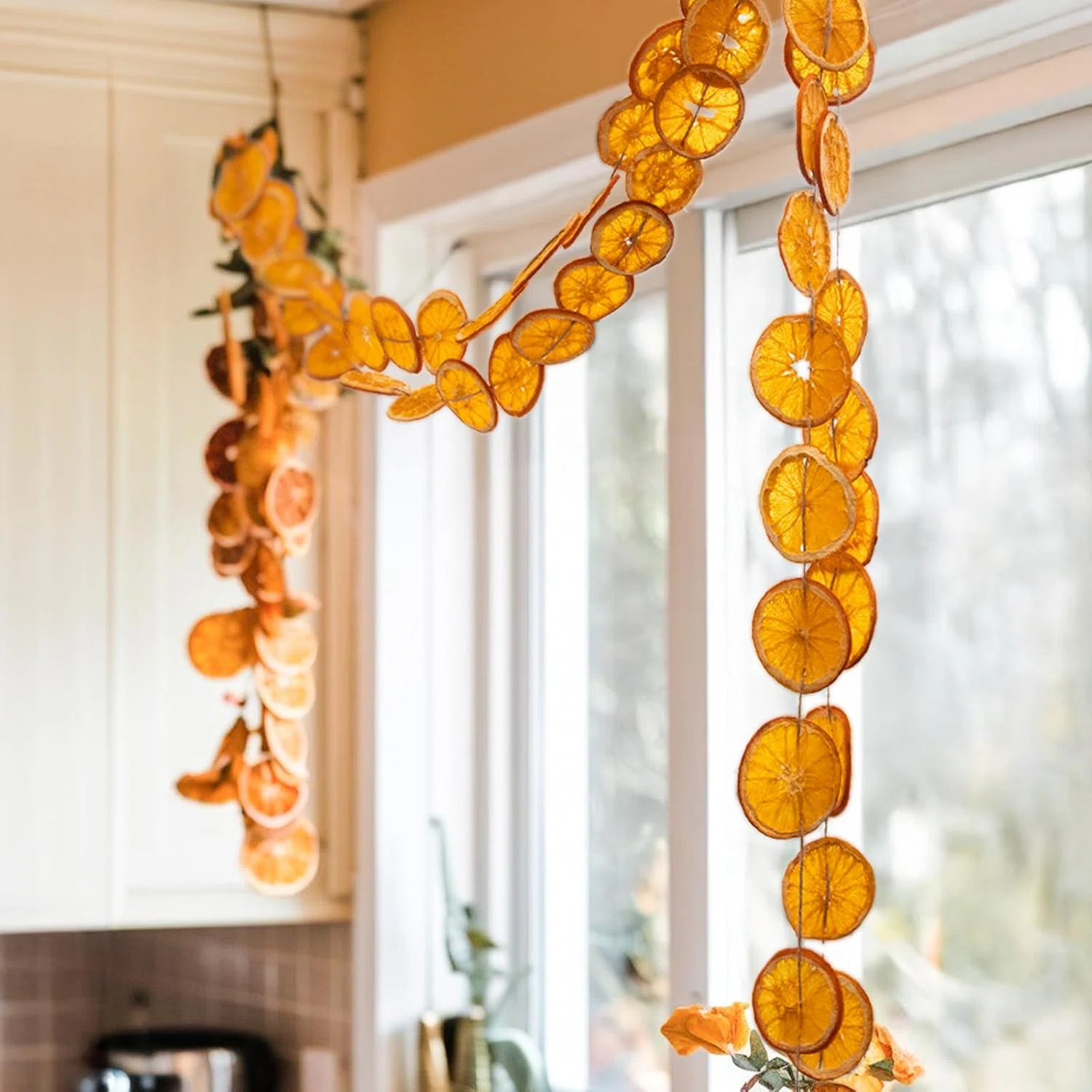 10 Ft Dried Orange Slice Christmas Garland Farmhouse Style Xmas Decor For Indoor Table Mantle Fir... | Wayfair North America