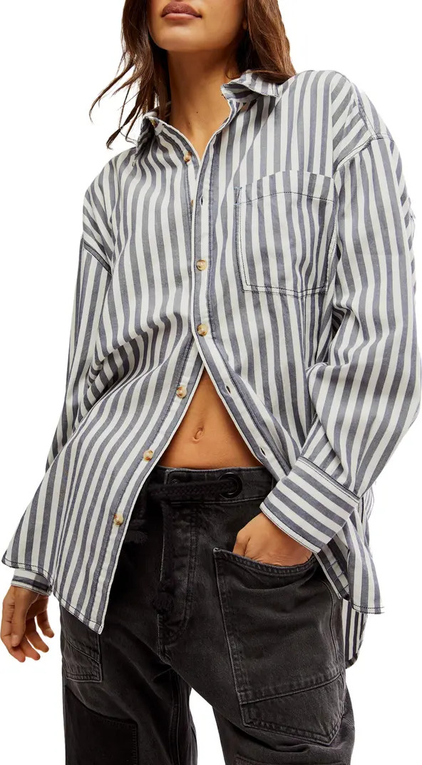 Free People Freddie Stripe Oversize Button-Up Shirt | Nordstrom | Nordstrom