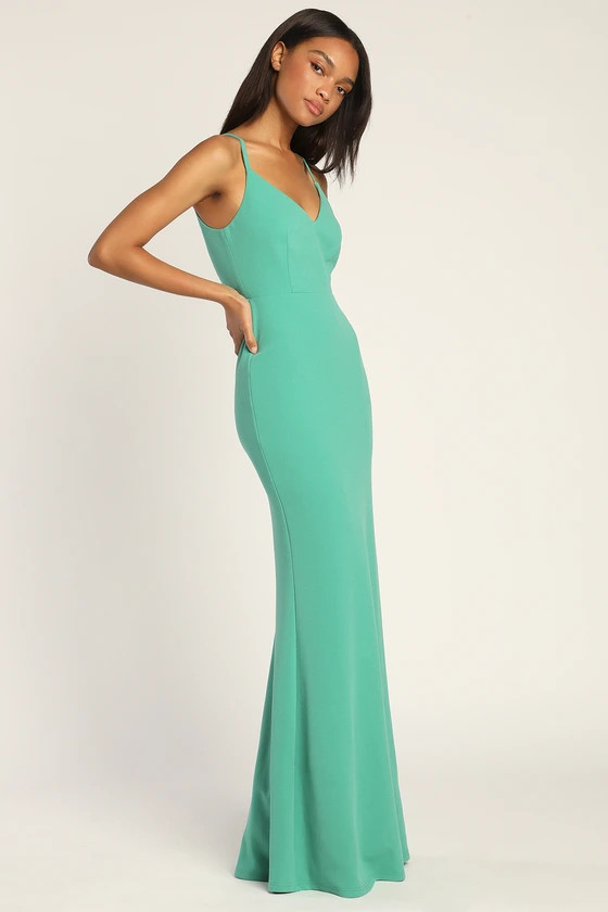 Moments Of Bliss Teal Green Backless Mermaid Maxi Dress | Lulus (US)