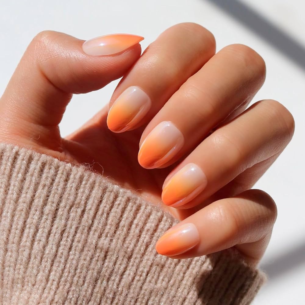 Glamnetic Press On Nails - Candy Corn | Short Oval Fake Nails with Ombre Design and Glazed Finish... | Amazon (US)