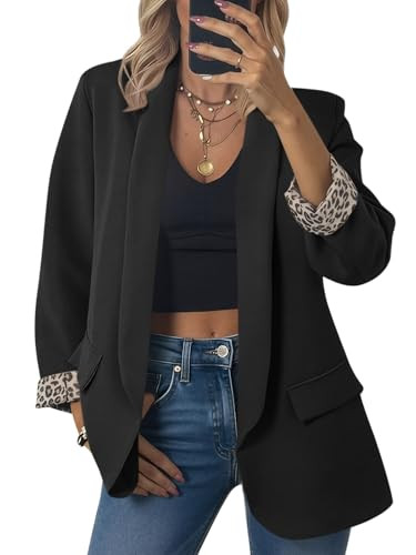 Cicy Bell Womens Business Casual Blazer Shawl Collar Work Long Sleeve Leopard Open Front Oversize... | Amazon (US)