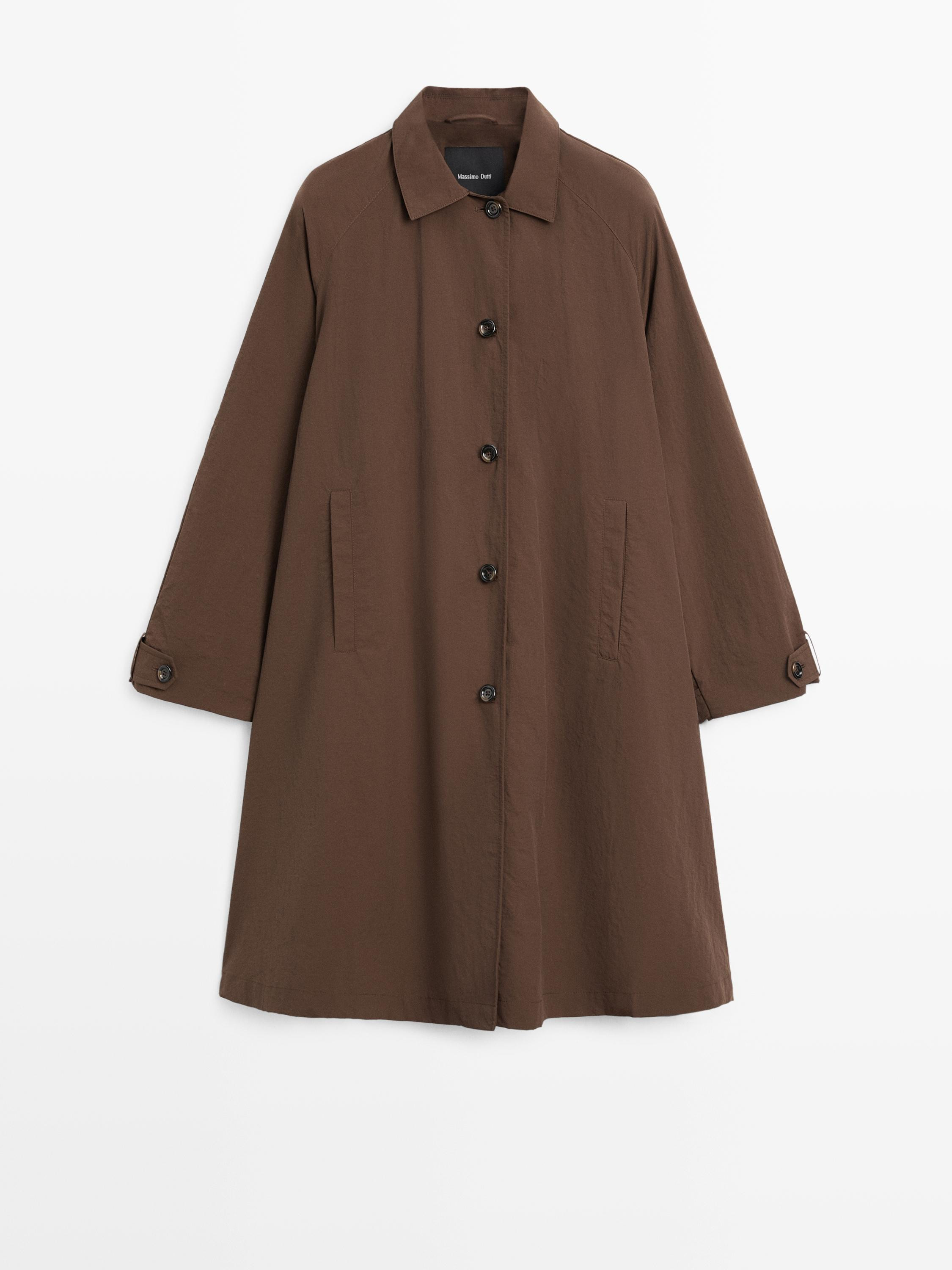 Cape trench coat with oversize collar detail | Massimo Dutti UK