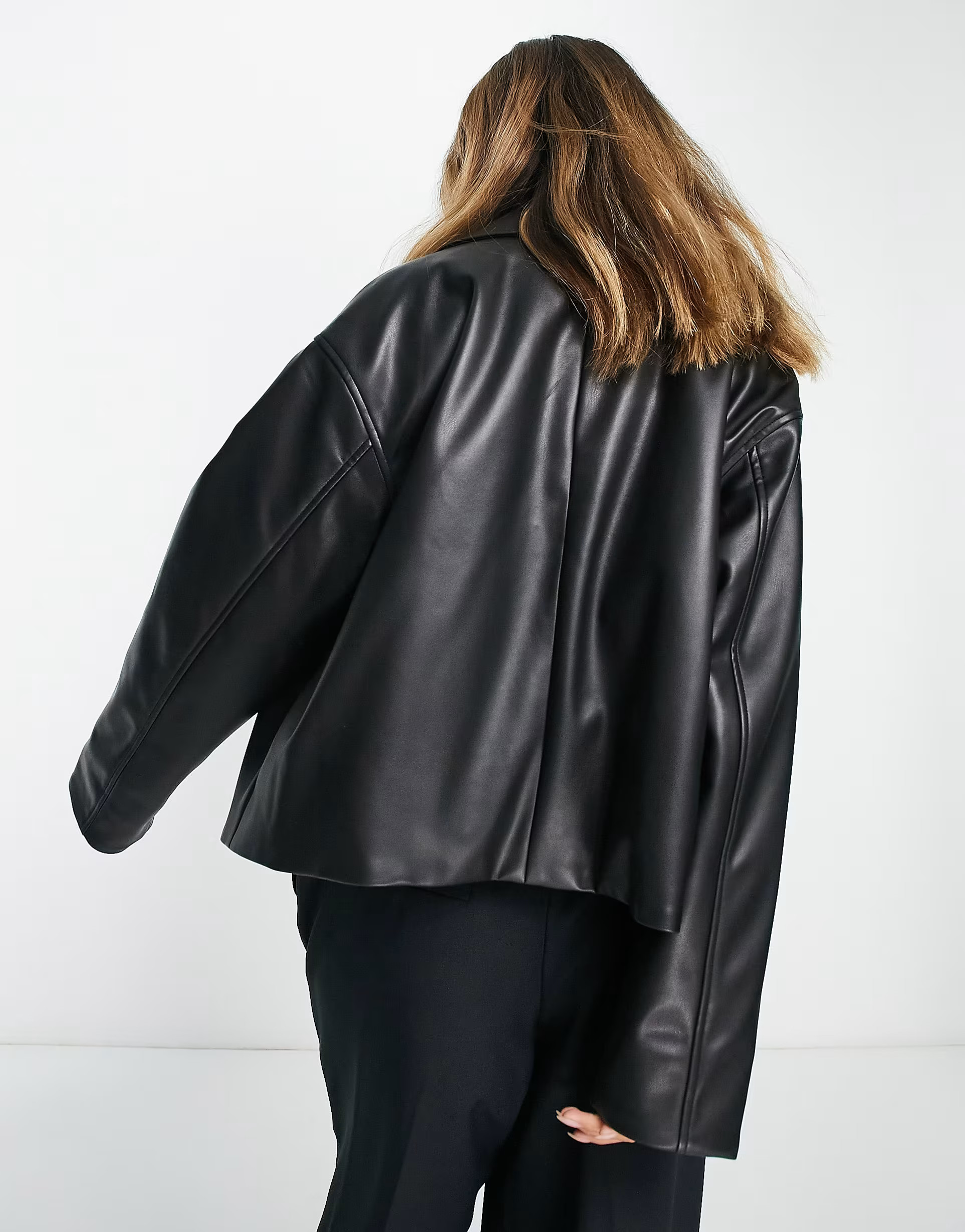 ASOS DESIGN faux leather zip front bomber jacket in black | ASOS (Global)