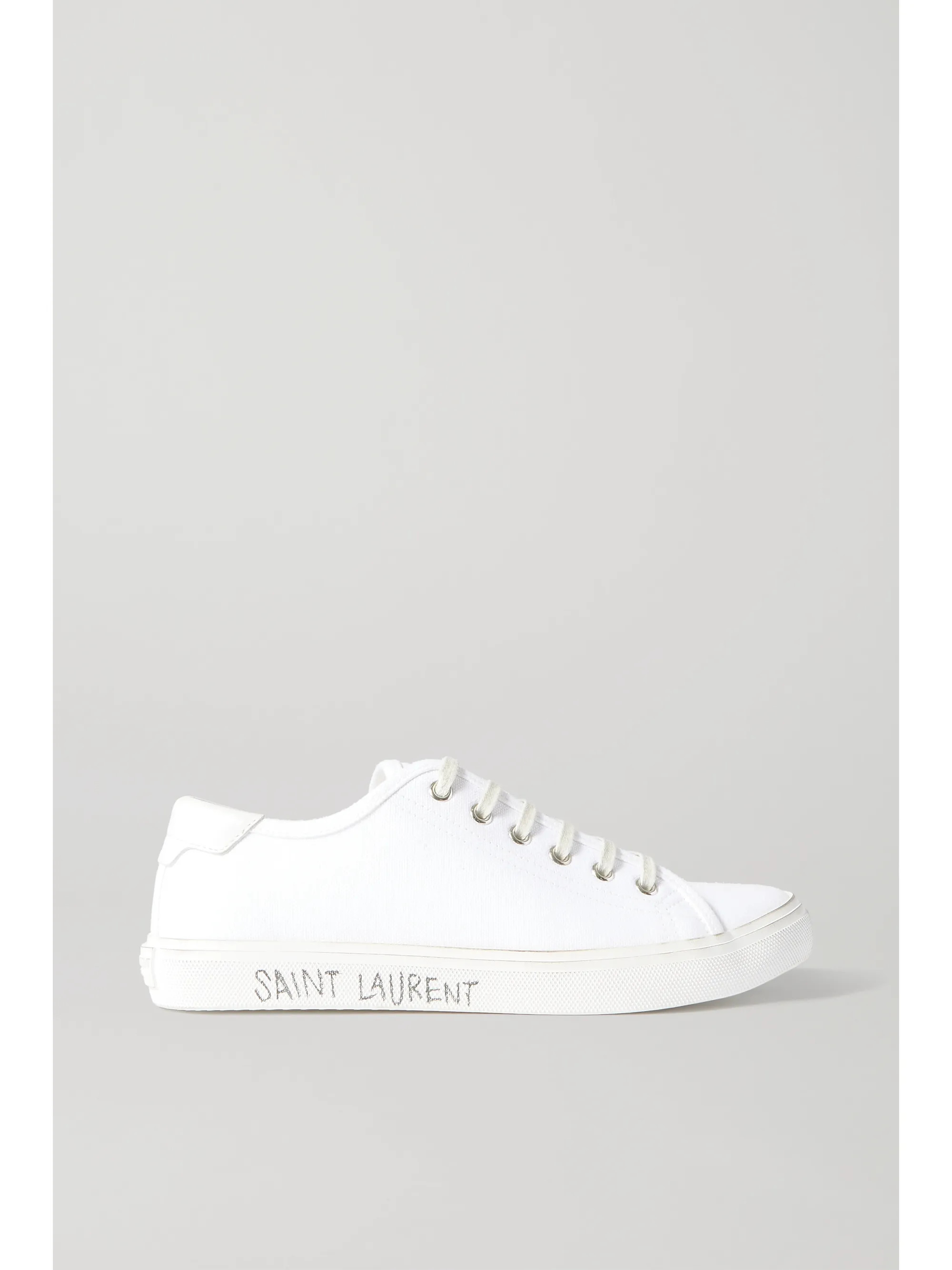 Malibu leather-trimmed distressed cotton-canvas sneakers | NET-A-PORTER (UK & EU)