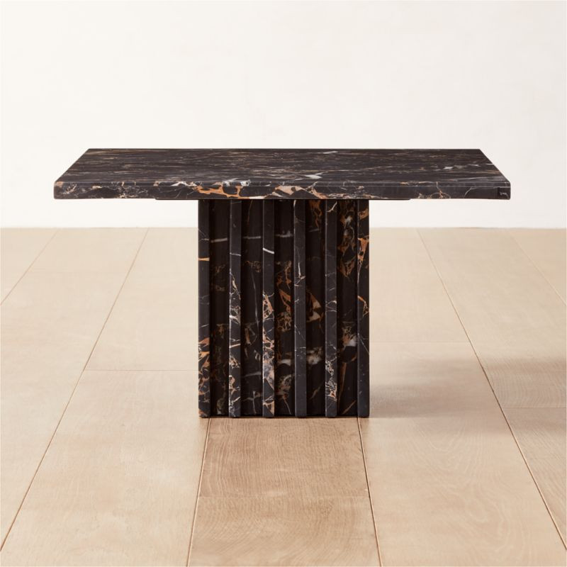 Carve Modern Square Black Marble Side Table Small + Reviews | CB2 | CB2