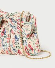 Rayne Tan Floral Bow Clutch | Loeffler Randall