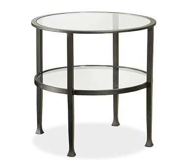 Tanner Metal & Glass Round End Table, Matte Iron-Bronze finish | Pottery Barn (US)