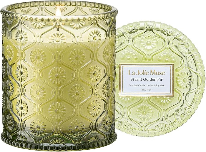 LA JOLIE MUSE Starlit Golden Fir Candle - Cedarwood, Patchouli, Fir Balsam | 6 oz Natural Soy Wax... | Amazon (US)