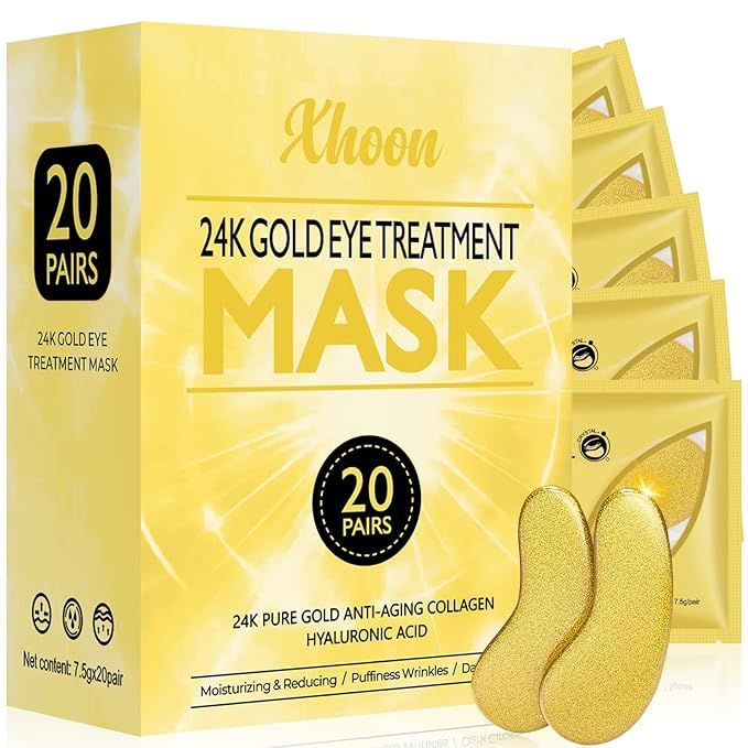 Xhoon 24K Gold Under Eye Patches - 20 Pairs Amino Acid & Collagen, Under Eye Mask for Face Care, ... | Amazon (US)