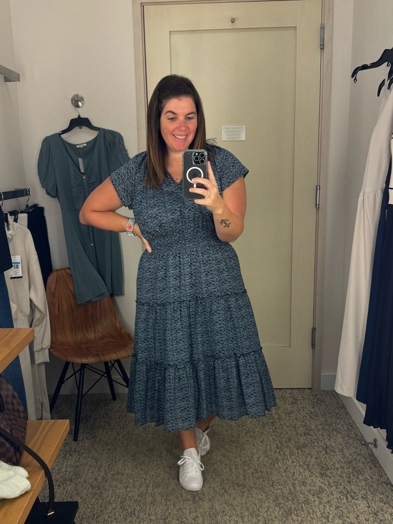 I love the pattern and the colors on this dress! The dress is from Rails and it is one that can be styled so many cute ways! From everyday to the office and from Summer to Fall! The dress runs TTS and is on sale for $179.99! 

#LTKSummerSales #LTKxNSale #LTKSaleAlert