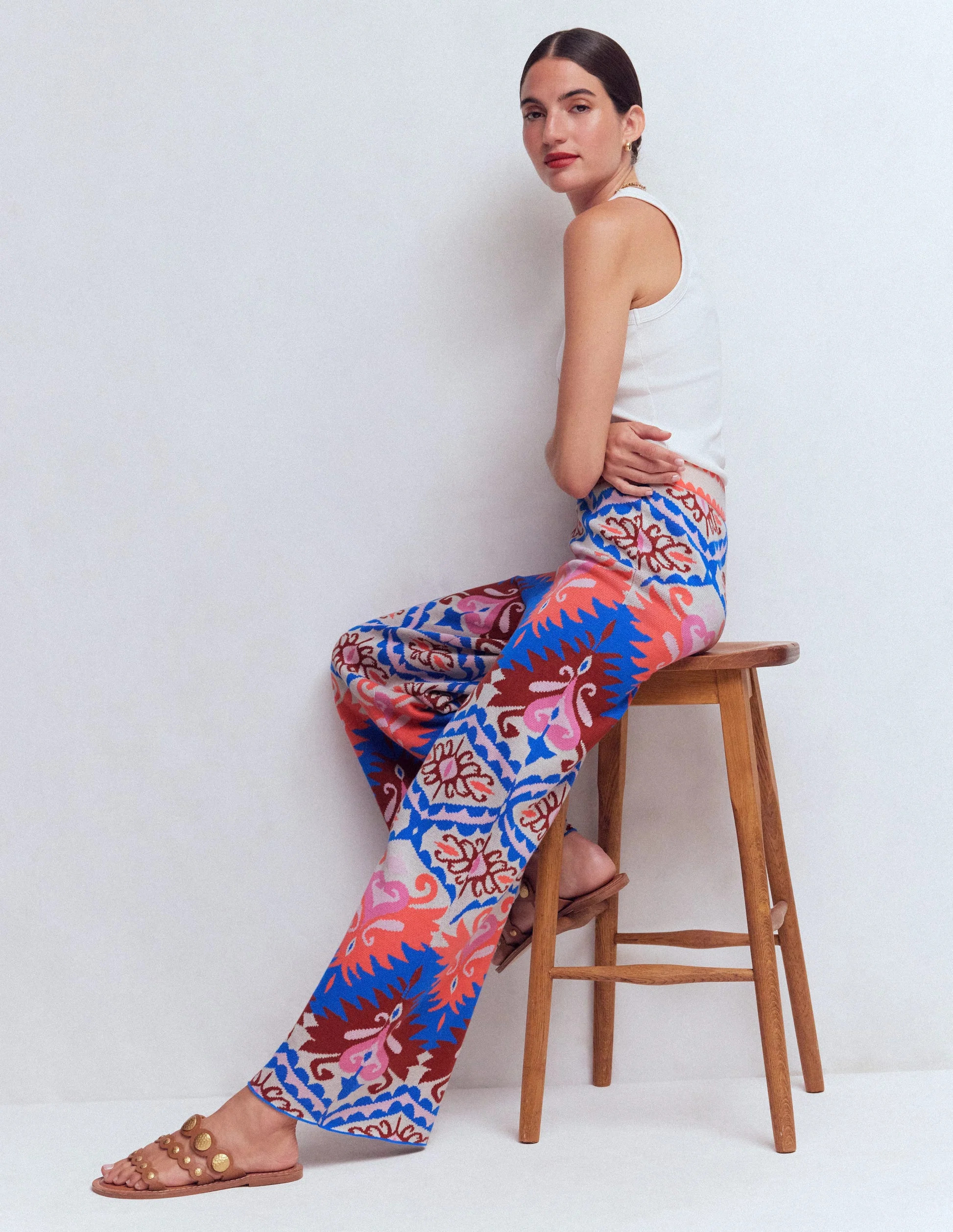 Jacquard Knitted Pants-Multi Aztec | Boden (US)