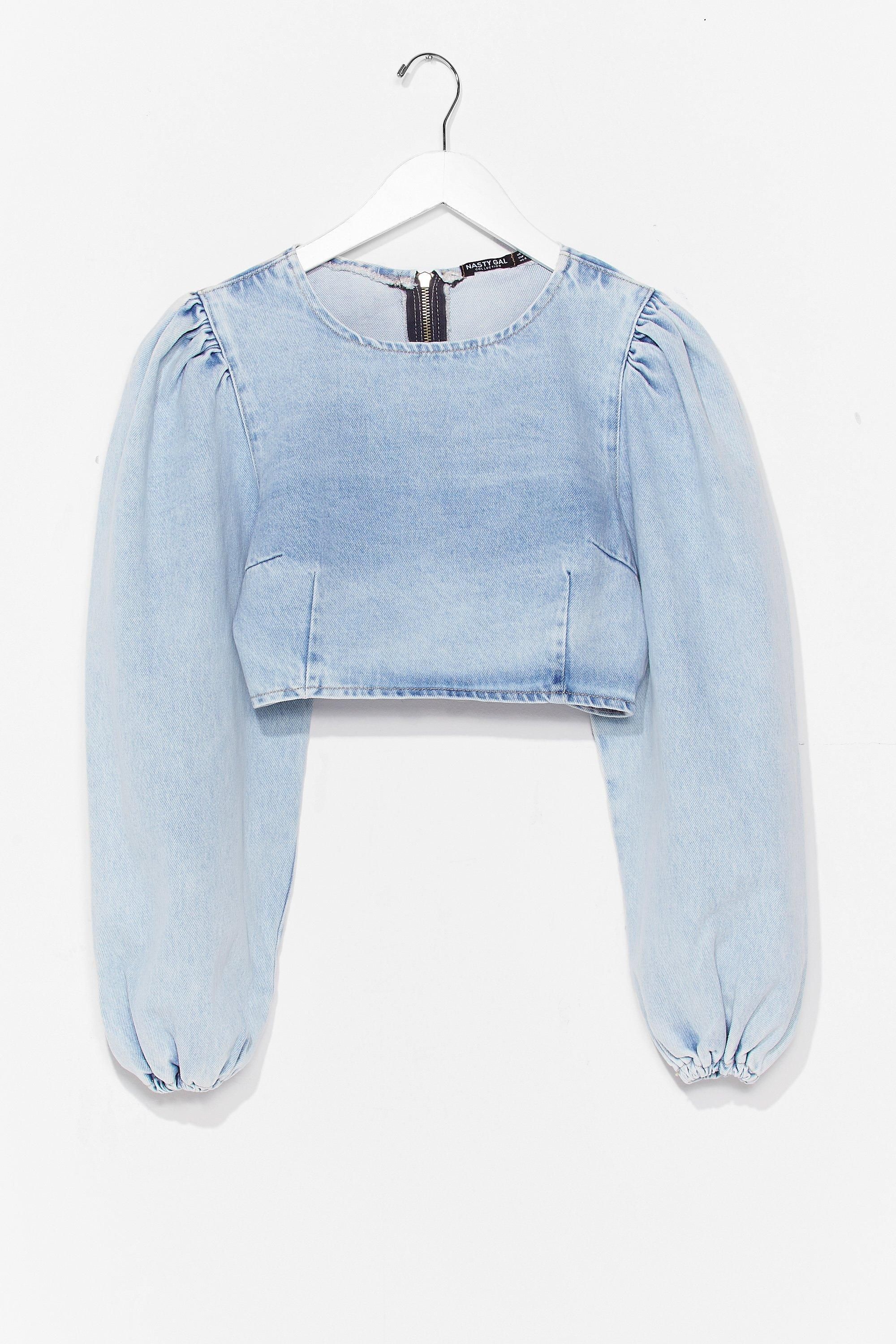 Womens Wash Me Go Cropped Denim Top - Washed Blue | NastyGal (US & CA)