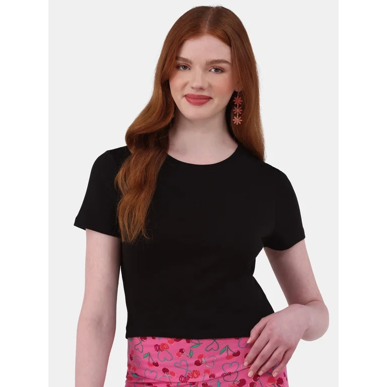No Boundaries Crop Crew Tee, Women's | Walmart (US)
