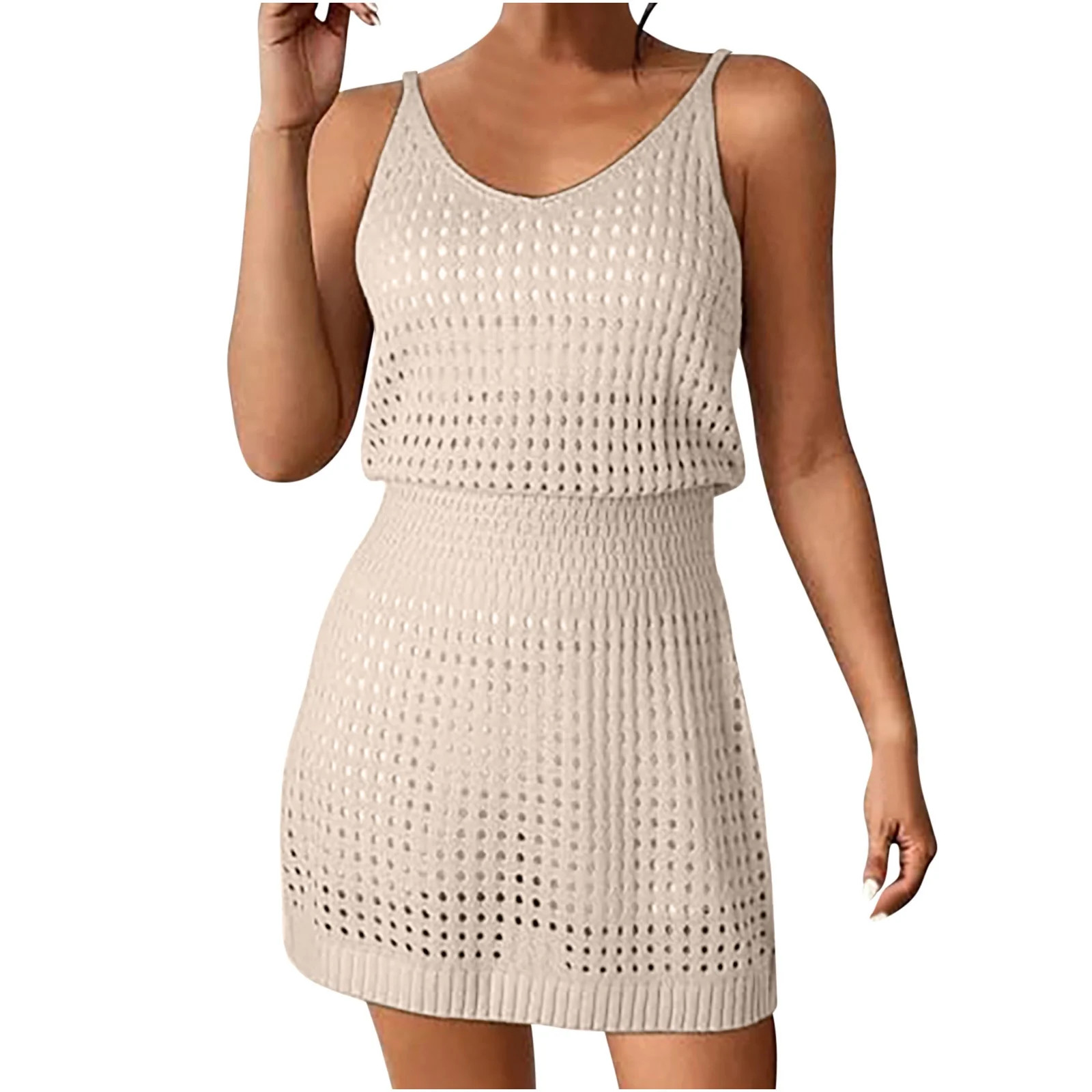 BLVB Womens Crochet Swimsuit Coverup Sleeveless Bathing Suit Beach Cover up Knit Summer Dress for... | Walmart (US)