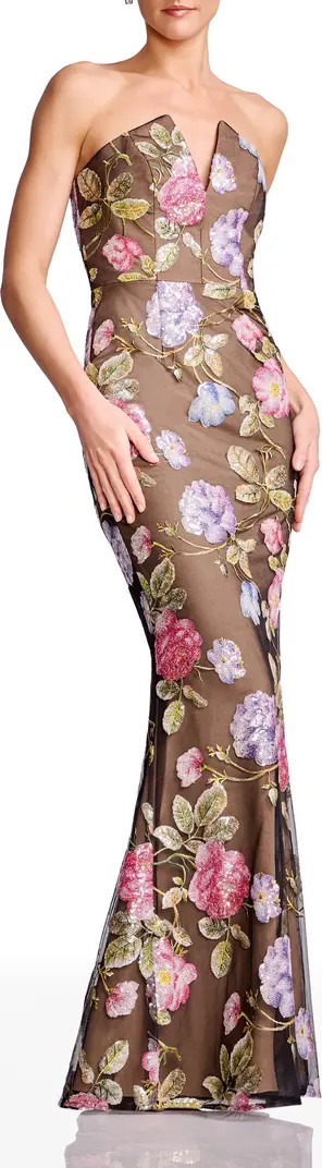 Fernanda Embroidered Floral Strapless Gown | Nordstrom