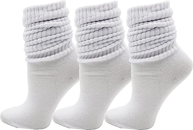 3 Pairs Slouch Socks for Women, Soft Extra Long Scrunch Knee High Sock, Bulk Pack | Amazon (US)