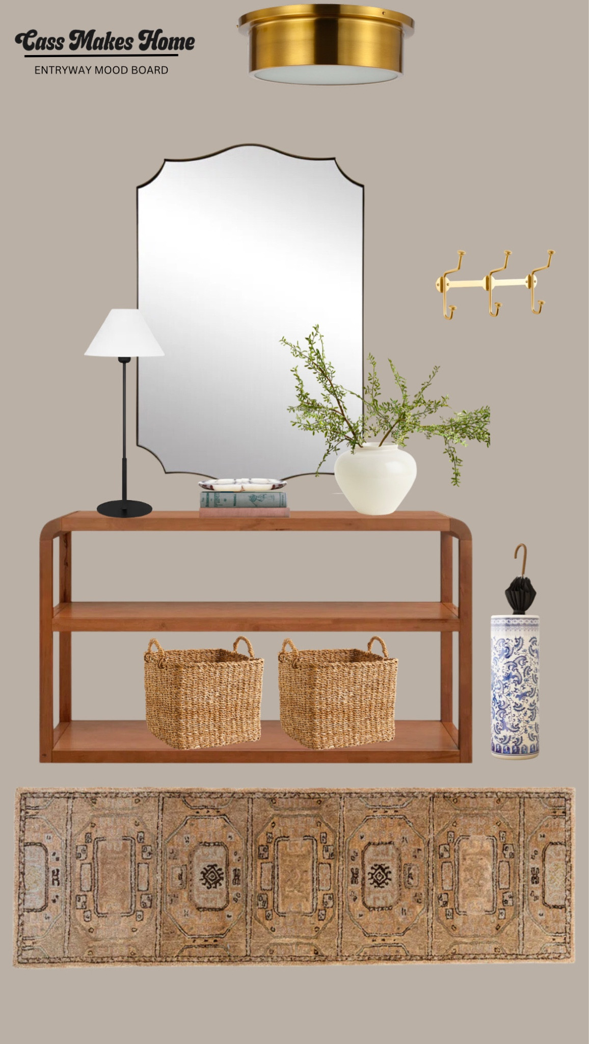 If I had a proper entryway… It would likely look just like this! I adore a good console table. And this one is a dream because of the function alone. But it’s also so beautiful! Love the idea of placing some large baskets on the bottom shelf for shoes to get tossed into. And then you have a secondary shelf for even more storage baskets or Closed boxes to keep things hidden. A mirror is always a good idea by the front door as well. I’ve been super into vintage umbrella holders lately and I found this one- which looks vintage but is actually not. I’m not sure why it took me so long to purchase an umbrella holder and leave an umbrella in it by the front door, but I can tell you now that it gets used way more often than I thought it would! Plus, it’s an opportunity to have something that looks aesthetic and is also functional, which is most definitely my love language. I’m in love with these faux branches. I actually just purchased them and put them in Emery‘s room and they’re so realistic looking! This cute little stick lamp comes in a pair for a very affordable price. I’d buy them both in a heartbeat and immediately find a home because it’s such a versatile lamp and can be used anywhere! This is the current rug that I have in my kitchen. For years that lived in our entryway, but I swapped for something a little smaller and have been since, using it in our kitchen. I get asked about it all the time. It’s such a beauty. I love the idea of placing a trinket dish or decorative bowl on top of the stack of books for car keys when you walk in the door! We don’t have a proper entry so we are left to hang our keys on the hooks and that does not leave room for us to hang coats/bags… And also is not aesthetically pleasing which bothers me, ha! If I had a larger entry, this would be ideal, but one can only dream. 



#LTKStyleTip #LTKHome #LTKGiftGuide