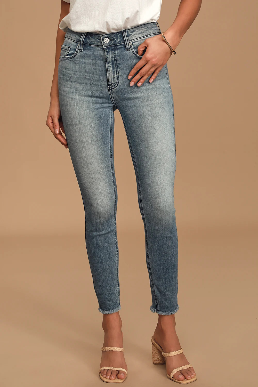 Clara Light Wash High-Waisted Skinny Jeans | Lulus (US)