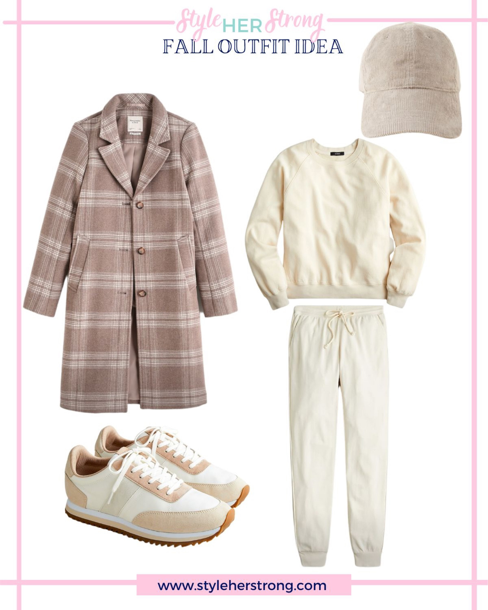 Casual fall outfit idea: trainer sneakers, sweat set, plaid jacket 

#LTKunder100 #LTKSeasonal #LTKsalealert