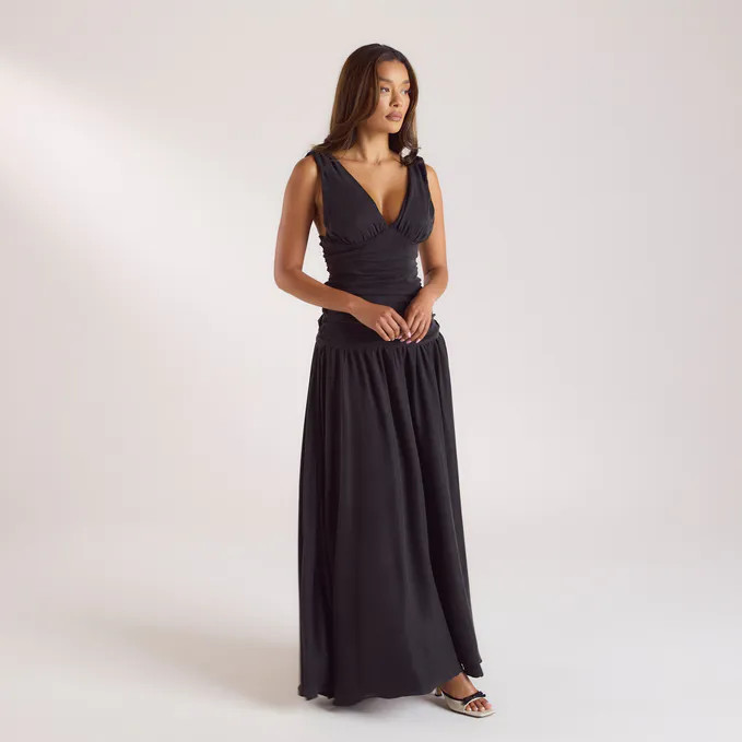 Cupro Blend Maxi Dress - Black | Lounge (UK)