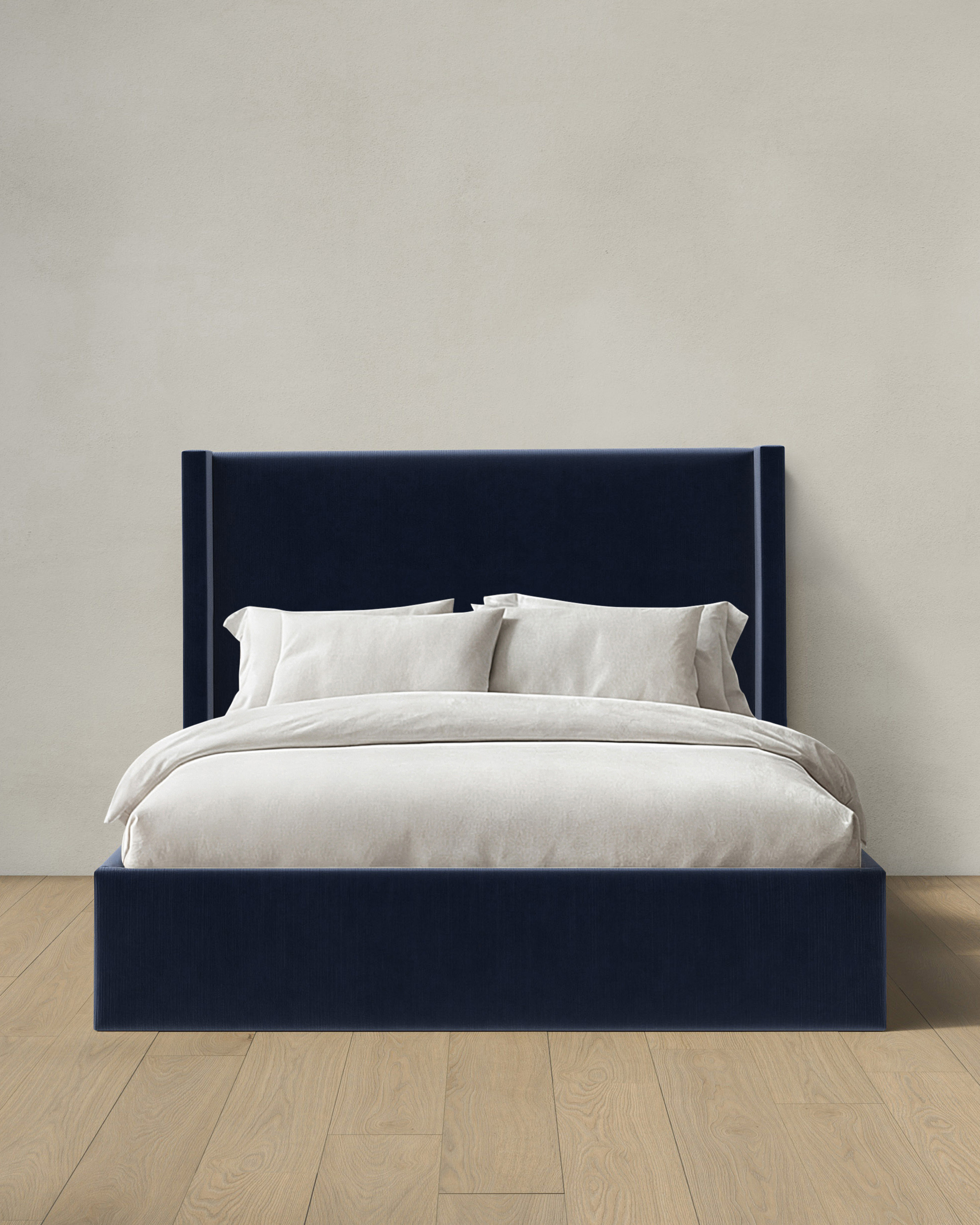 Quince | Performance Velvet Wingback Bed in Steel, Size Queen | Quince
