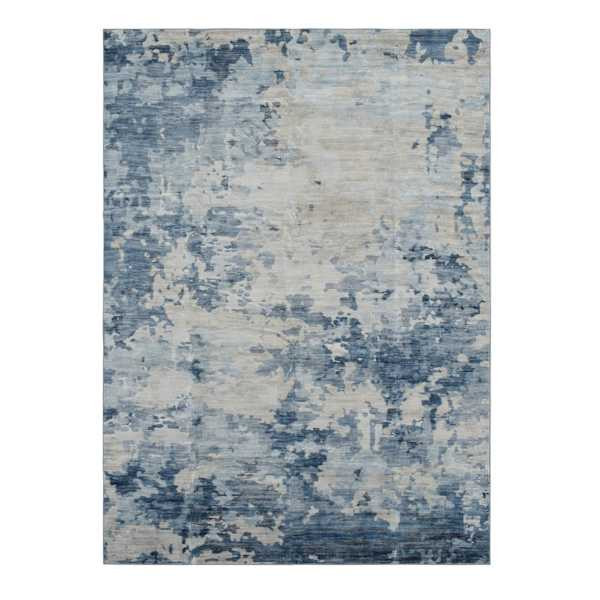 Dove Grey Splash Patterned Washable Area Rug, 5X7, Blue, Polyester, sold by At Home | At Home