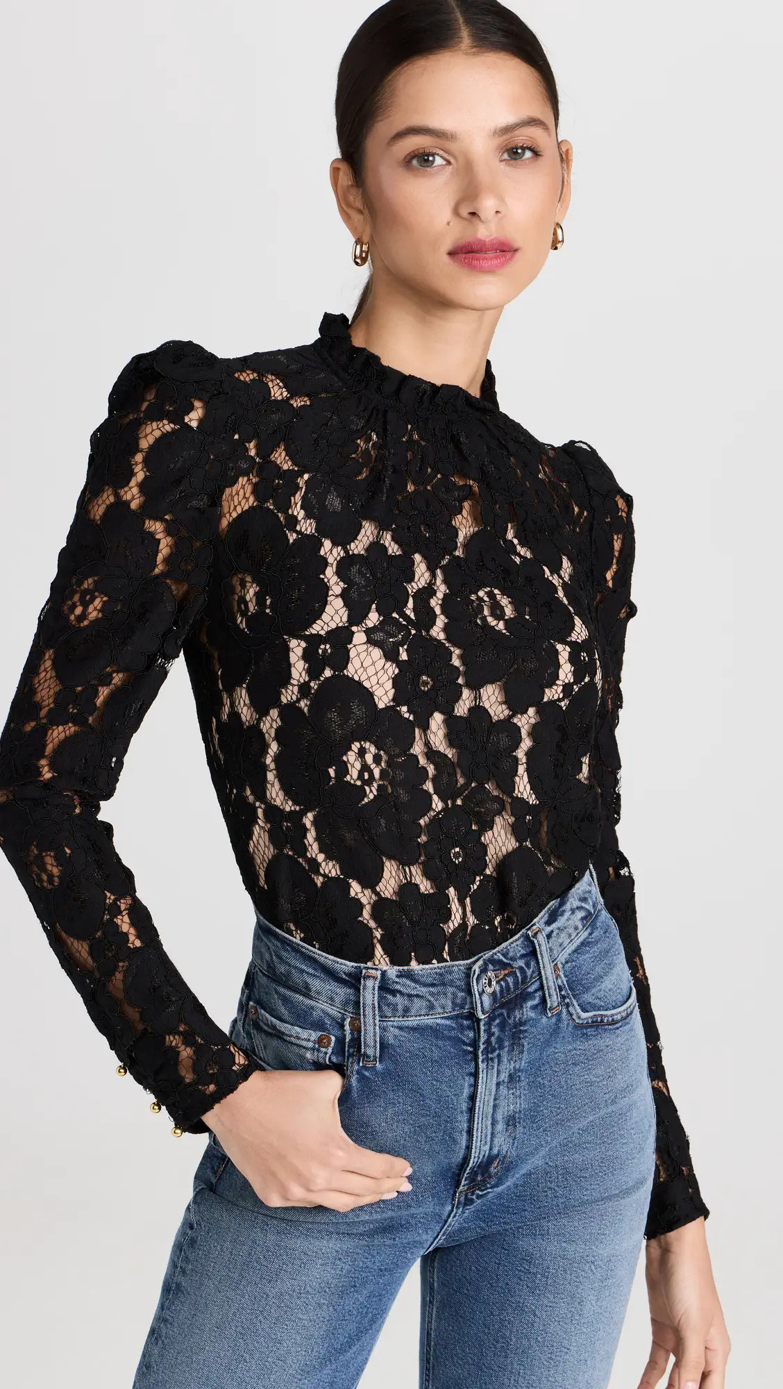 WAYF Emma Puff Sleeve Lace Top | Shopbop | Shopbop